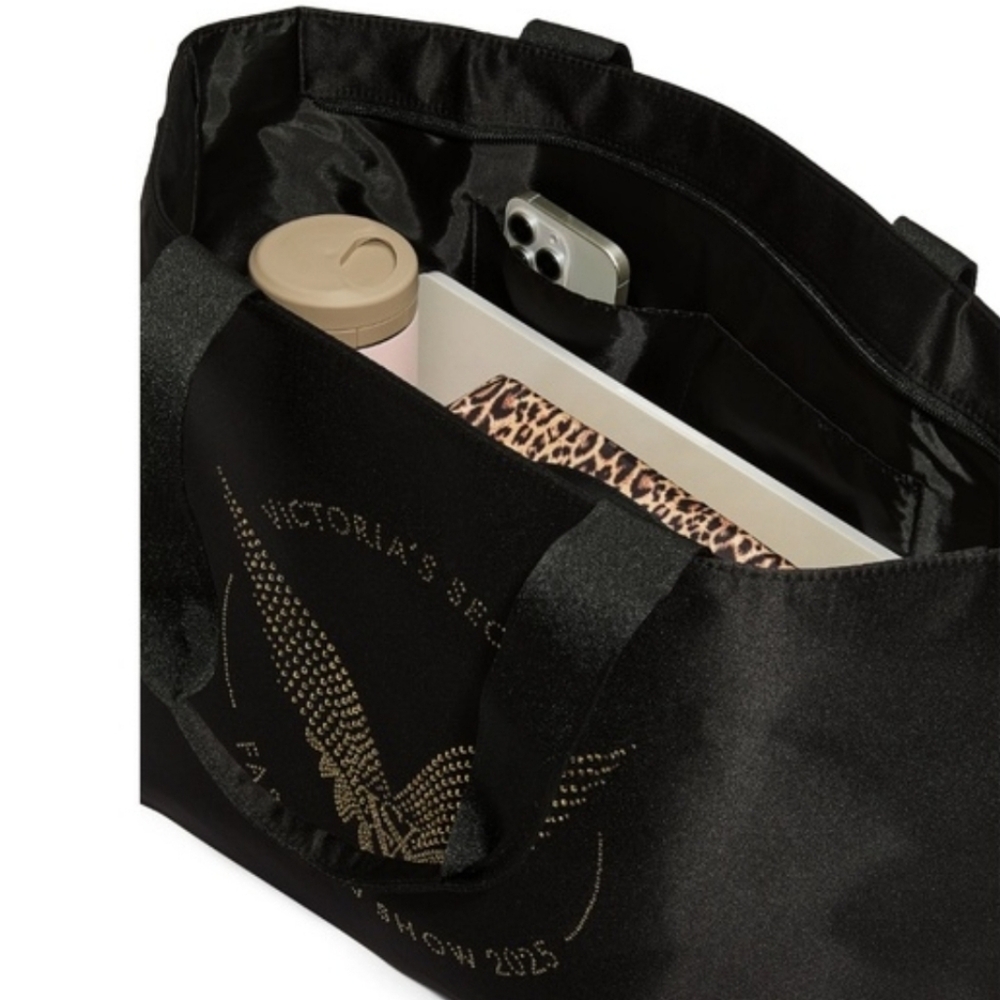 NWT Victoria's Secret 2025 Fashion Show Black Angel Wings Large Tote Bag - Picture 8 of 10